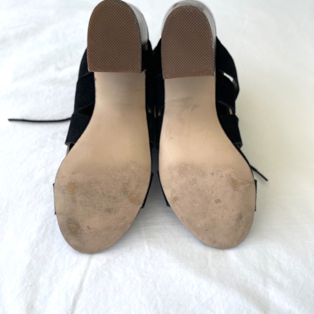 STEVE MADDEN Ziana Shoes Black Suede Block Heel Sandals EXC Sz 8M - Picture 10 of 13